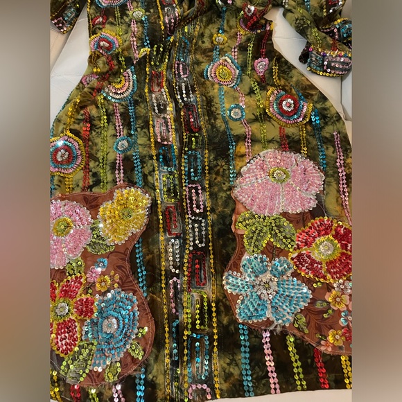 Festival Universe green ice tie dyed sequin embellished kimono robe dream coat - Picture 13 of 16